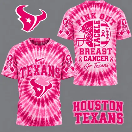 Houston Texans | Premium NFL Tackle Breast Cancer Pink Tie-Dye T-Shirt TD