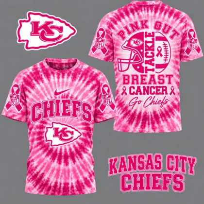 Kansas City Chiefs | Premium NFL Tackle Breast Cancer Pink Tie-Dye T-Shirt TD