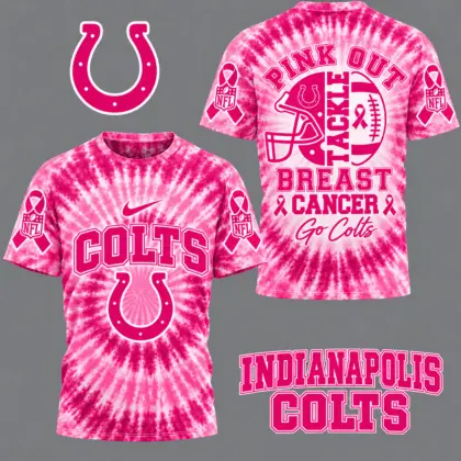 Indianapolis Colts | Premium NFL Tackle Breast Cancer Pink Tie-Dye T-Shirt TD