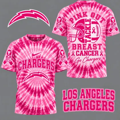 Los Angeles Chargers | Premium NFL Tackle Breast Cancer Pink Tie-Dye T-Shirt TD