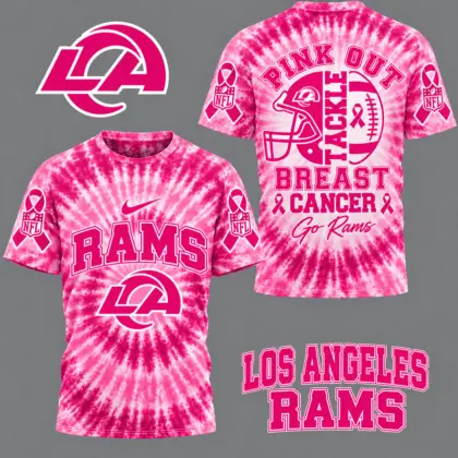 Los Angeles Rams | Premium NFL Tackle Breast Cancer Pink Tie-Dye T-Shirt TD