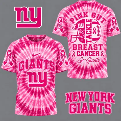 New York Giants | Premium NFL Tackle Breast Cancer Pink Tie-Dye T-Shirt TD