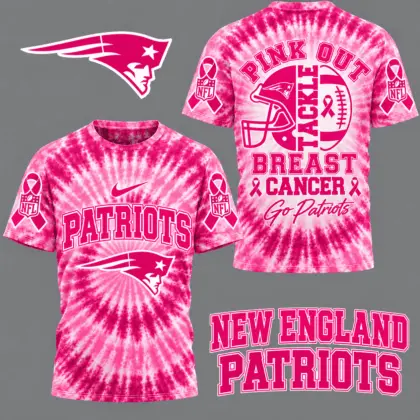 New England Patriots | Premium NFL Tackle Breast Cancer Pink Tie-Dye T-Shirt TD