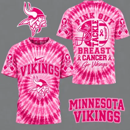 Minnesota Vikings | Premium NFL Tackle Breast Cancer Pink Tie-Dye T-Shirt TD