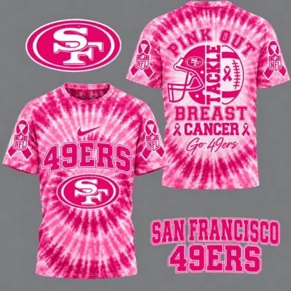 San Francisco 49ers | Premium NFL Tackle Breast Cancer Pink Tie-Dye T-Shirt TD
