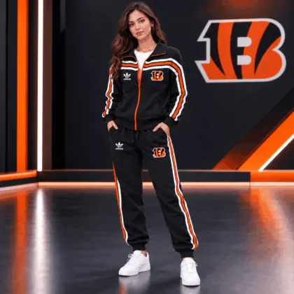 Cincinnati Bengals | Premium NFL Classic Varsity Stripe Team Logo Jacket & Jogger Set TD