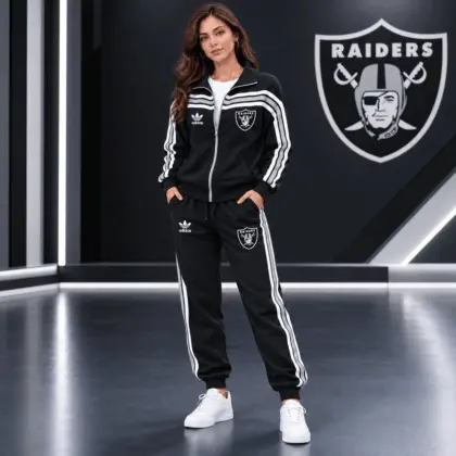 Las Vegas Raiders | Premium NFL Classic Varsity Stripe Team Logo Jacket & Jogger Set TD