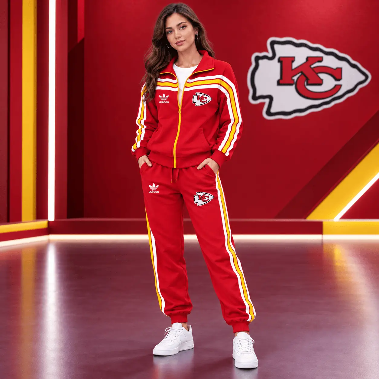 Kansas City Chiefs | Premium NFL Classic Varsity Stripe Team Logo Jacket & Jogger Set TD