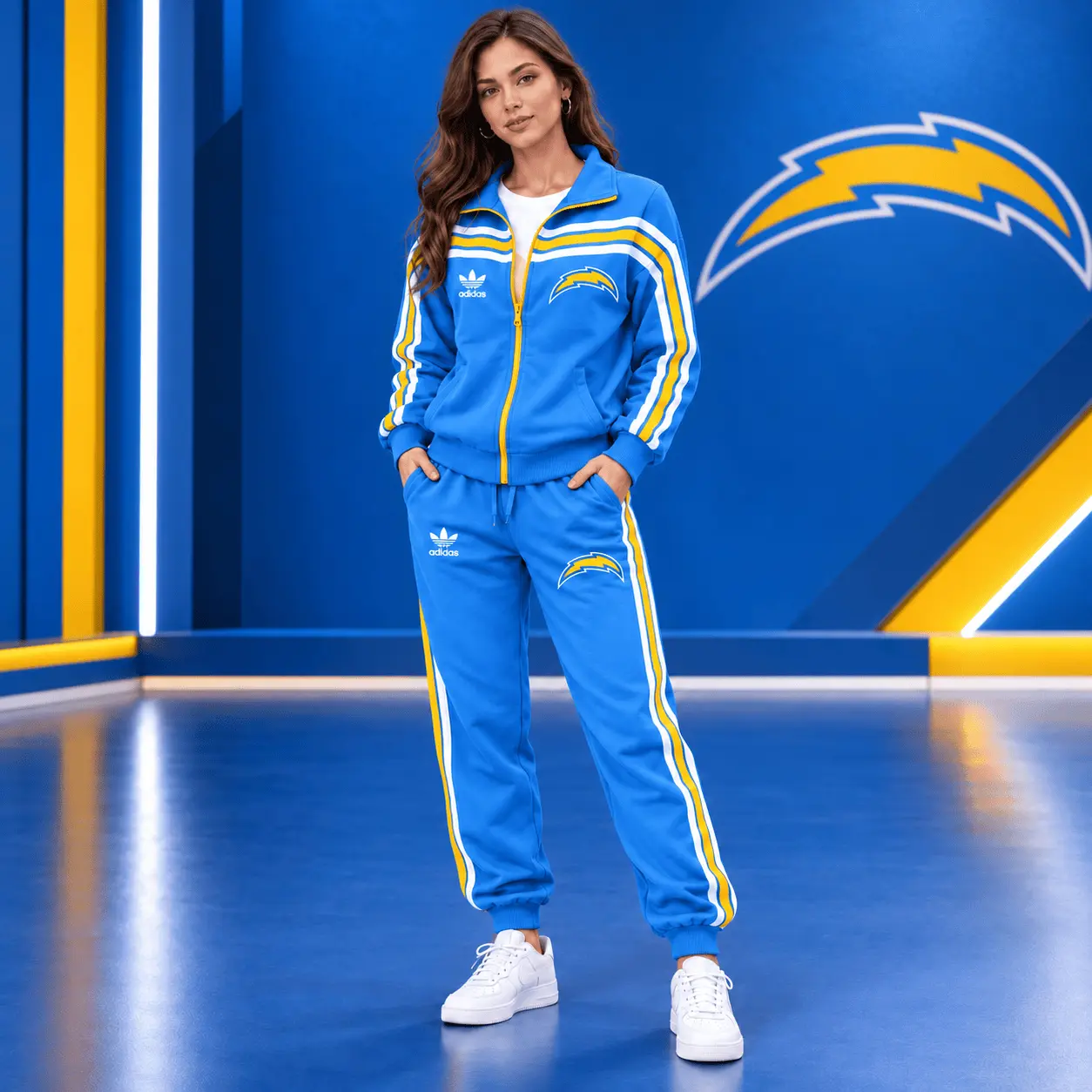 Los Angeles Chargers | Premium NFL Classic Varsity Stripe Team Logo Jacket & Jogger Set TD