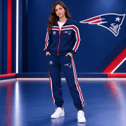 New England Patriots | Premium NFL Classic Varsity Stripe Team Logo Jacket & Jogger Set TD