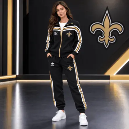 New Orleans Saints | Premium NFL Classic Varsity Stripe Team Logo Jacket & Jogger Set TD