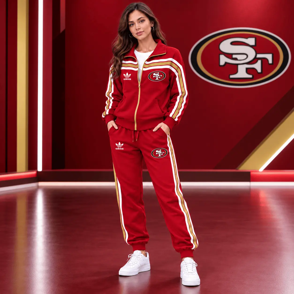 San Francisco 49ers | Premium NFL Classic Varsity Stripe Team Logo Jacket & Jogger Set TD