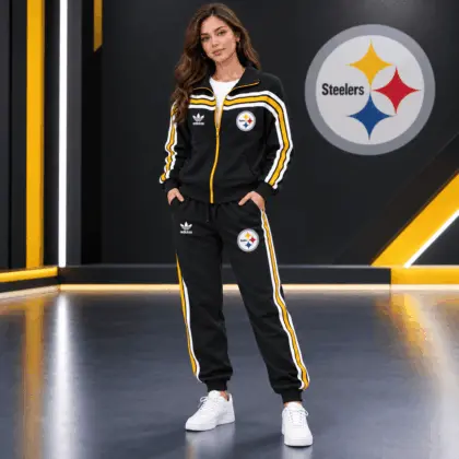 Pittsburgh Steelers | Premium NFL Classic Varsity Stripe Team Logo Jacket & Jogger Set TD