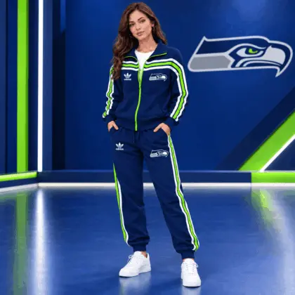Seattle Seahawks | Premium NFL Classic Varsity Stripe Team Logo Jacket & Jogger Set TD