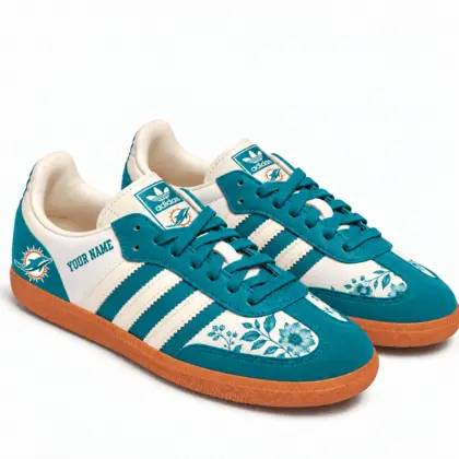 Miami Dolphins | Premium NFL Team Spirit Floral Heritage Samba Shoes TD