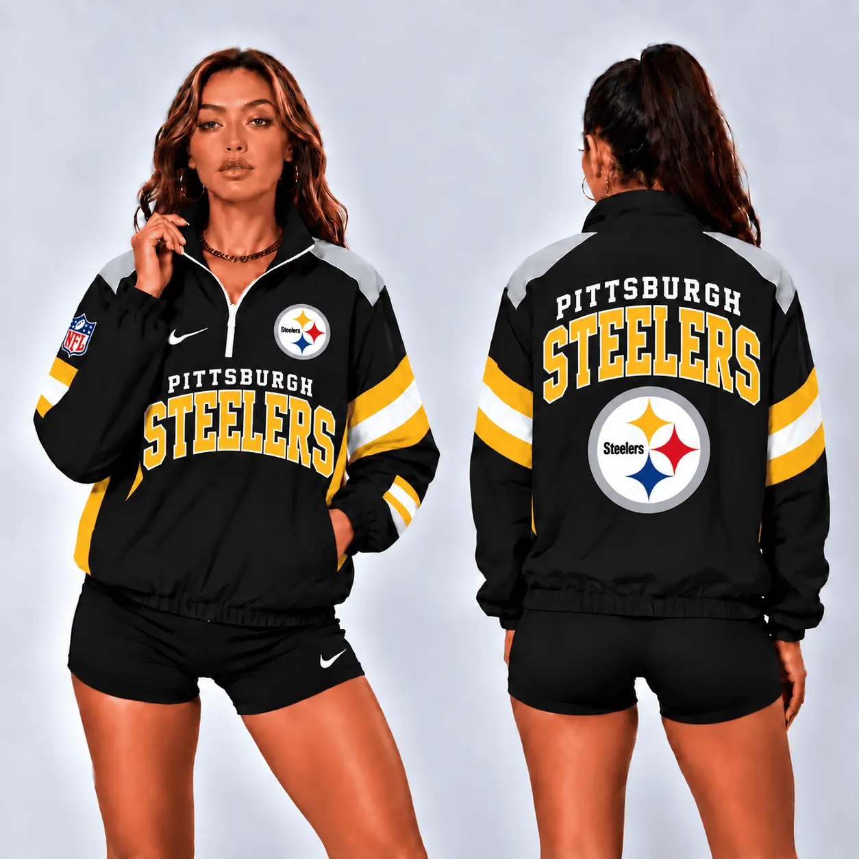 Pittsburgh Steelers | Premium NFL Retro Colorblock Zipper Jackets NTT