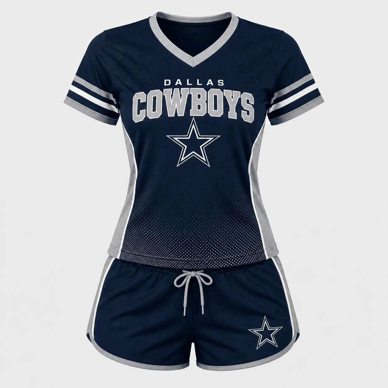 Dallas Cowboys | Premium NFL Women's Gridiron Comfort V-neck & Short Set NTD