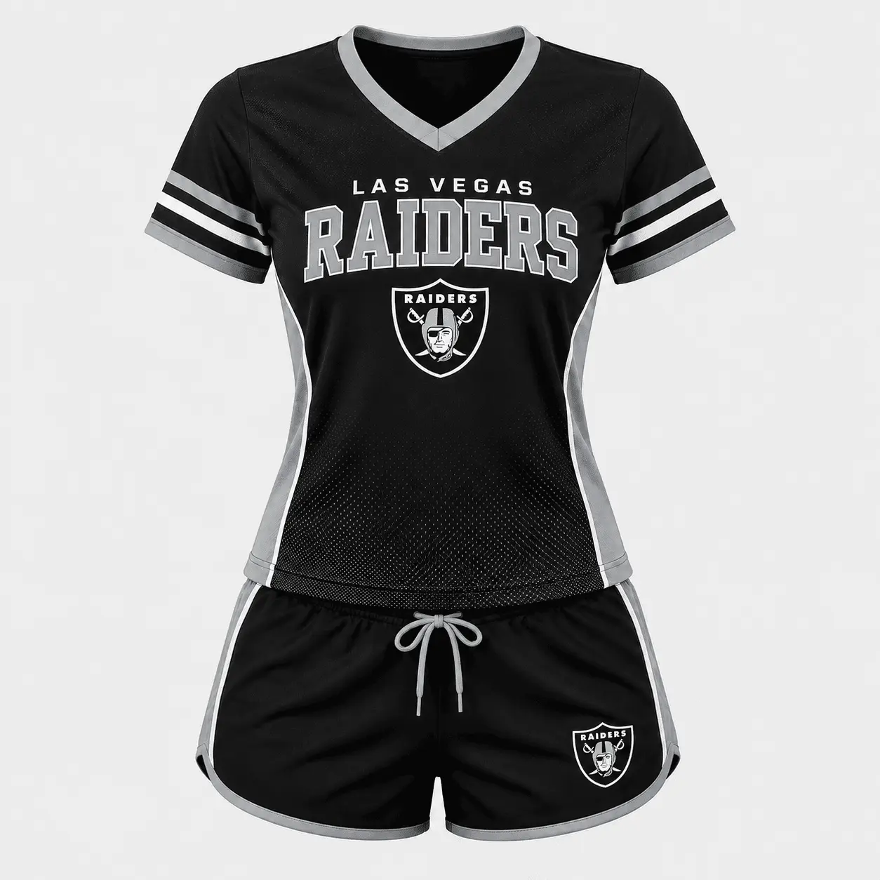 Las Vegas Raiders | Premium NFL Women's Gridiron Comfort V-neck & Short Set NTD