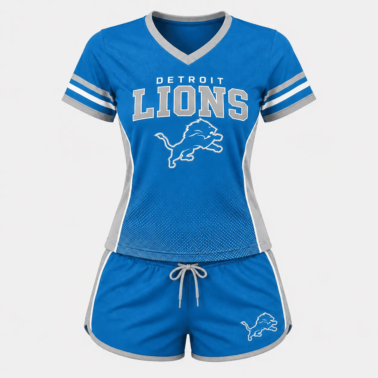 Detroit Lions | Premium NFL Women's Gridiron Comfort V-neck & Short Set NTD