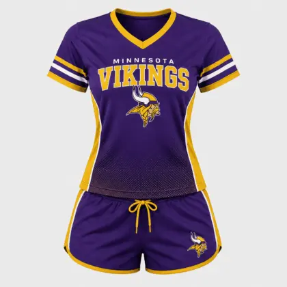 Minnesota Vikings | Premium NFL Women's Gridiron Comfort V-neck & Short Set NTD