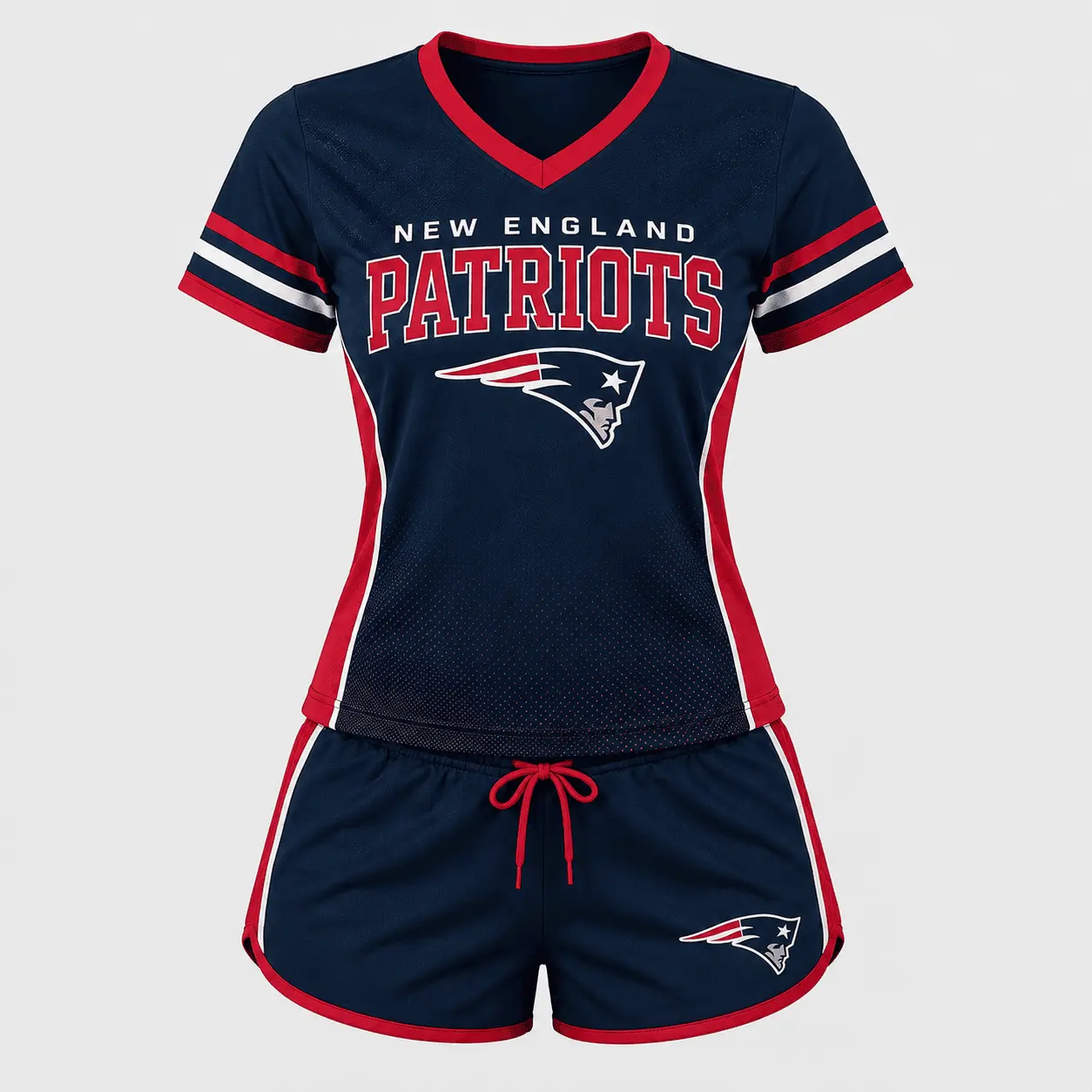 New England Patriots | Premium NFL Women's Gridiron Comfort V-neck & Short Set NTD
