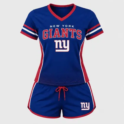 New York Giants | Premium NFL Women's Gridiron Comfort V-neck & Short Set NTD