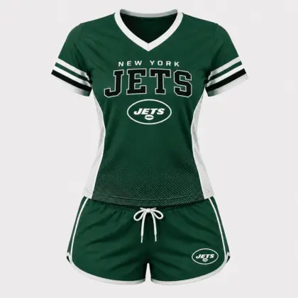 New York Jets | Premium NFL Women's Gridiron Comfort V-neck & Short Set NTD