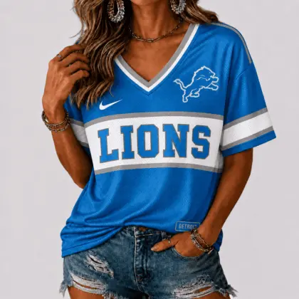 Detroit Lions | Premium NFL Varsity Game Day V-Neck Jersey NTD