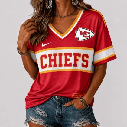 Kansas City Chiefs | Premium NFL Varsity Game Day V-Neck Jersey NTD