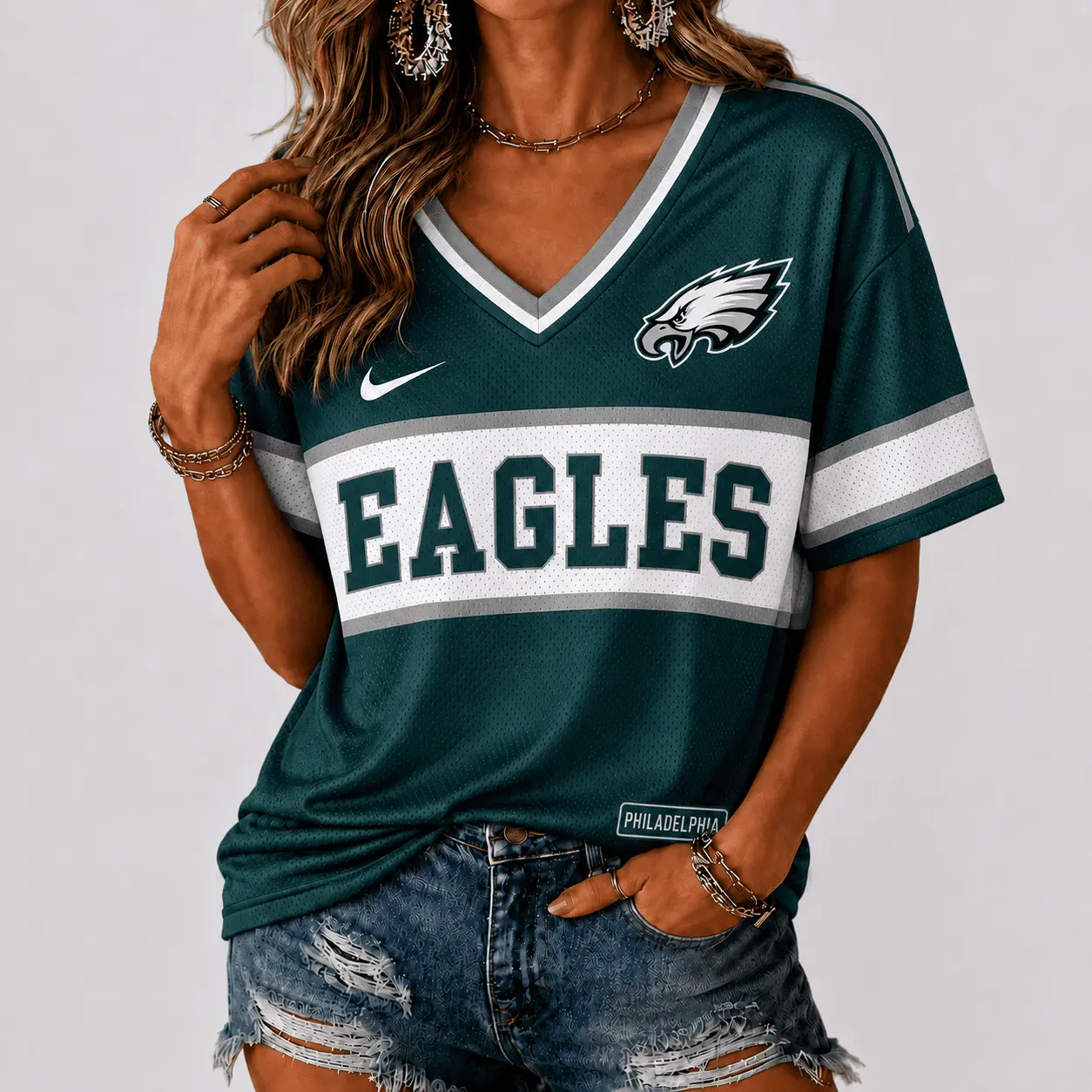 Philadelphia Eagles | Premium NFL Varsity Game Day V-Neck Jersey NTD