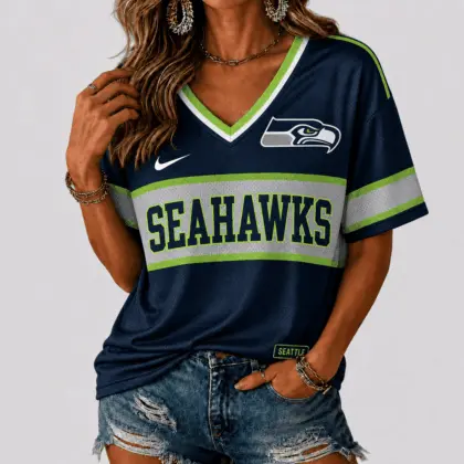 Seattle Seahawks | Premium NFL Varsity Game Day V-Neck Jersey NTD