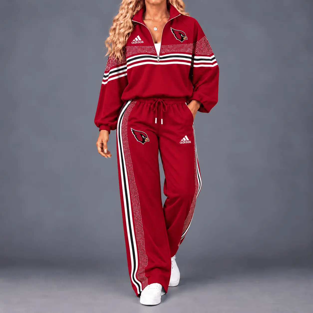 Arizona Cardinals | Premium NFL Team Spirit Gradient Dot Stripe Quarter-Zip + Pants TD