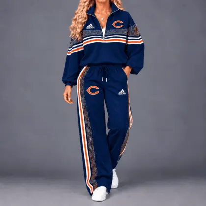 Chicago Bears | Premium NFL Team Spirit Gradient Dot Stripe Quarter-Zip + Pants TD