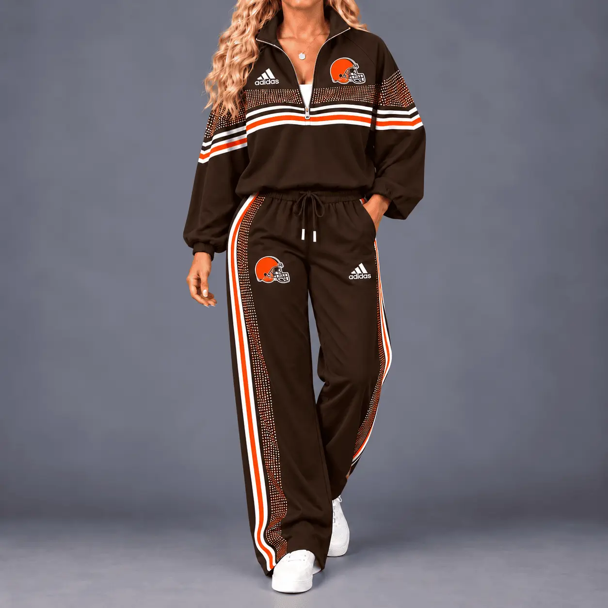 Cleveland Browns | Premium NFL Team Spirit Gradient Dot Stripe Quarter-Zip + Pants TD