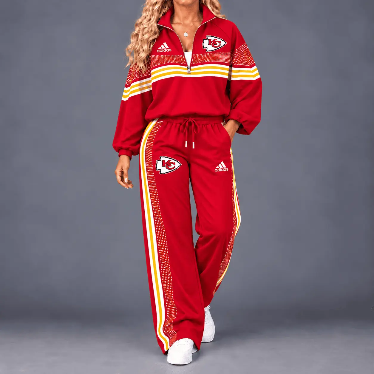 Kansas City Chiefs | Premium NFL Team Spirit Gradient Dot Stripe Quarter-Zip + Pants TD