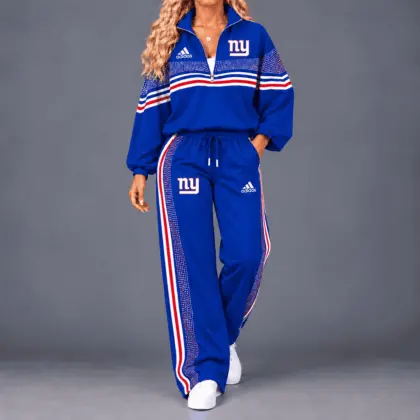 New York Giants | Premium NFL Team Spirit Gradient Dot Stripe Quarter-Zip + Pants TD