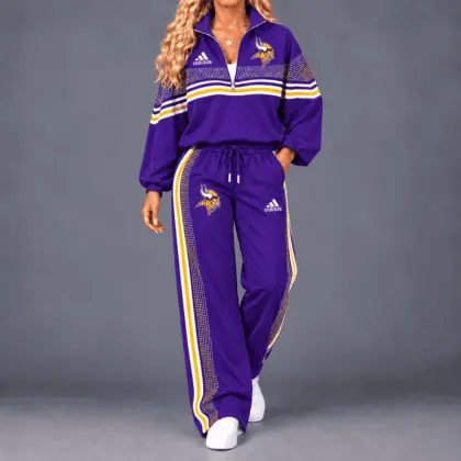Minnesota Vikings | Premium NFL Team Spirit Gradient Dot Stripe Quarter-Zip + Pants TD