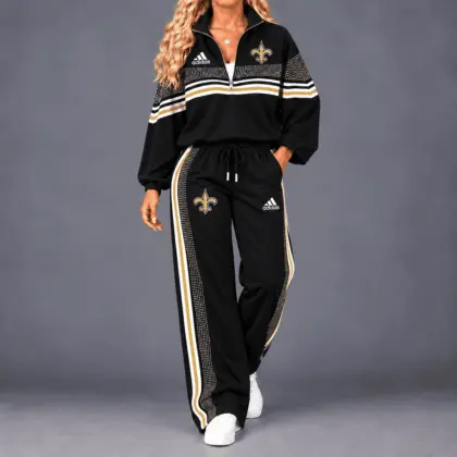 New Orleans Saints | Premium NFL Team Spirit Gradient Dot Stripe Quarter-Zip + Pants TD