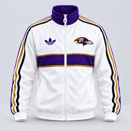 Baltimore Ravens | Premium NFL Vintage Heritage Triple Stripe Full-Zip Casual Jacket TD