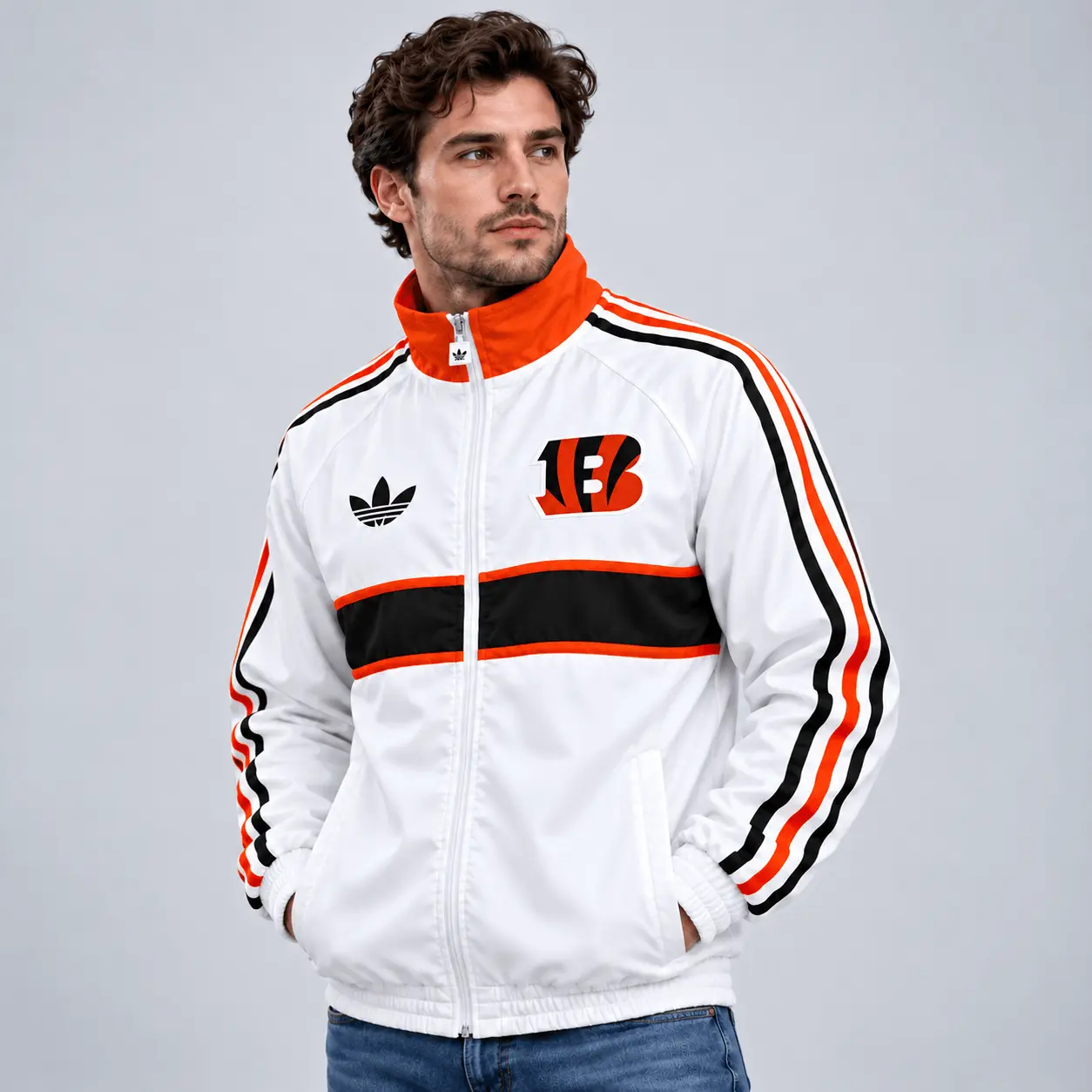 Cincinnati Bengals | Premium NFL Vintage Heritage Triple Stripe Full-Zip Casual Jacket TD - Image 2