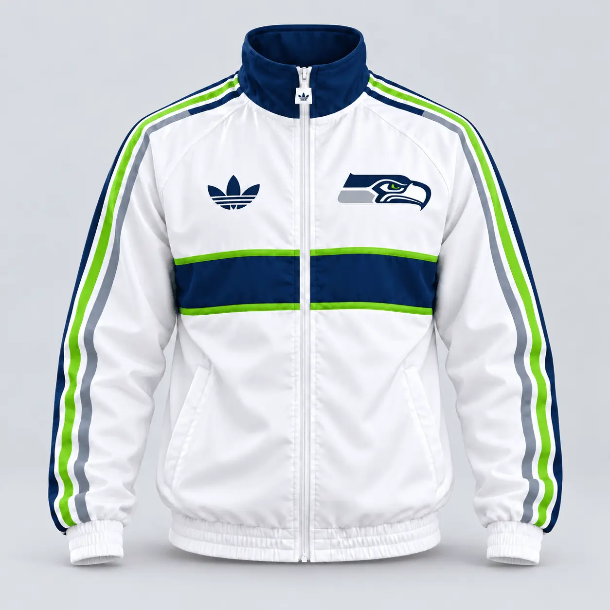 Seattle Seahawks | Premium NFL Vintage Heritage Triple Stripe Full-Zip Casual Jacket TD