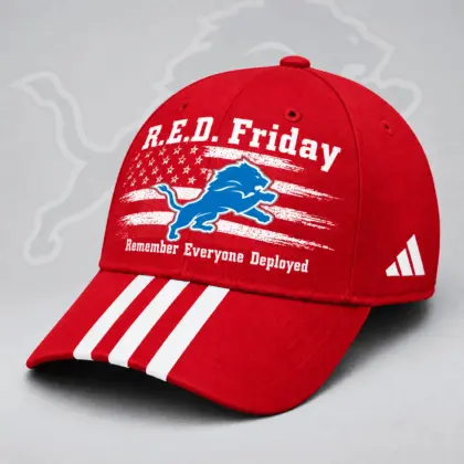 Detroit Lions | Premium NFL R.E.D. Friday Patriotic American Flag Remember Everyone Deployed Three Stripe Baseball Cap NDN