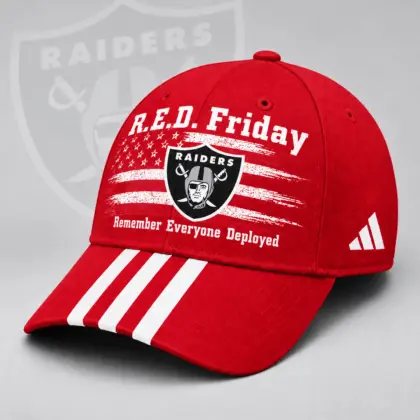 Las Vegas Raiders | Premium NFL R.E.D. Friday Patriotic American Flag Remember Everyone Deployed Three Stripe Baseball Cap NDN