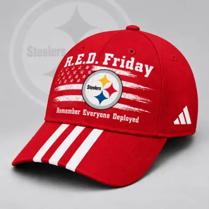 Pittsburgh Steelers | Premium NFL R.E.D. Friday Patriotic American Flag Remember Everyone Deployed Three Stripe Baseball Cap NDN