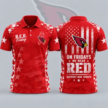 Arizona Cardinals | Premium NFL R.E.D. Friday Patriotic Military Camo American Flag All Over Print Polo Shirt NDN