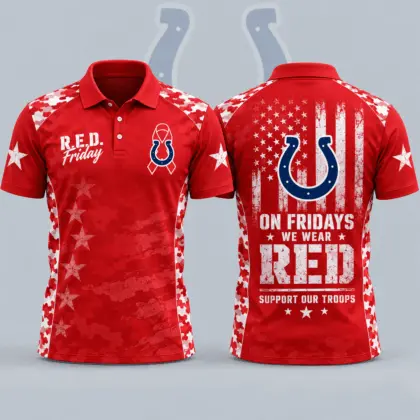 Indianapolis Colts | Premium NFL R.E.D. Friday Patriotic Military Camo American Flag All Over Print Polo Shirt NDN
