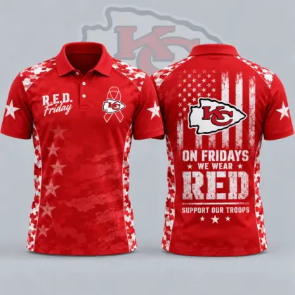 Kansas City Chiefs | Premium NFL R.E.D. Friday Patriotic Military Camo American Flag All Over Print Polo Shirt NDN
