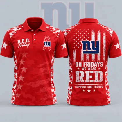 New York Giants | Premium NFL R.E.D. Friday Patriotic Military Camo American Flag All Over Print Polo Shirt NDN