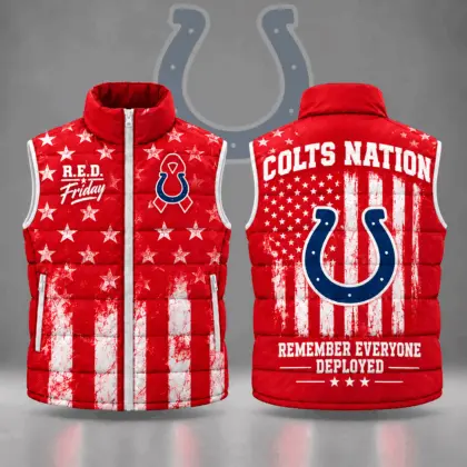 Indianapolis Colts | Premium NFL R.E.D. Friday Stars and Stripes Patriotic Tribute All Over Print Zip Up Puffer Vest NDN