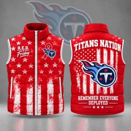 Tennessee Titans | Premium NFL R.E.D. Friday Stars and Stripes Patriotic Tribute All Over Print Zip Up Puffer Vest NDN